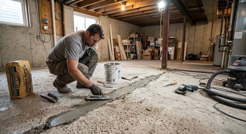 Cracked Basement Floor Repair in Paulding County, GA