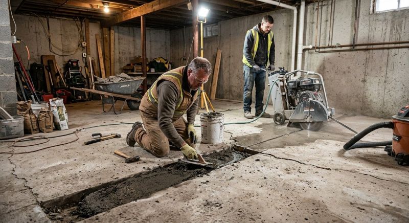 Cracked Basement Floor Repair in Paulding County, GA