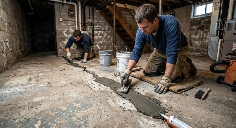 Cracked Basement Floor Repair in Paulding County, GA